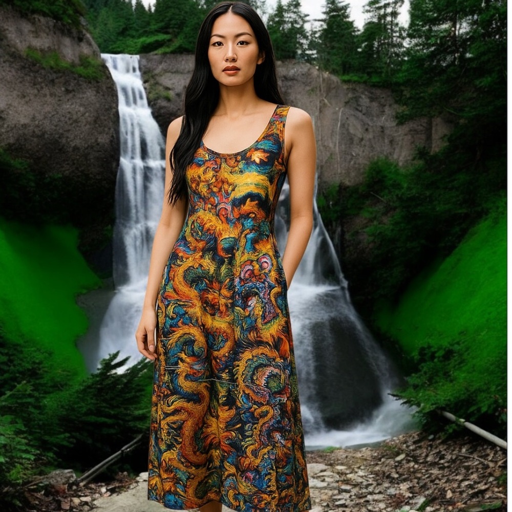 The pyramid collection beautiful colorful print maxi dress!